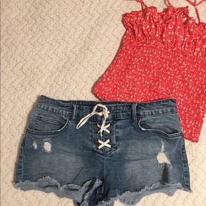 Billabong Denim Shorts with Lace Ties